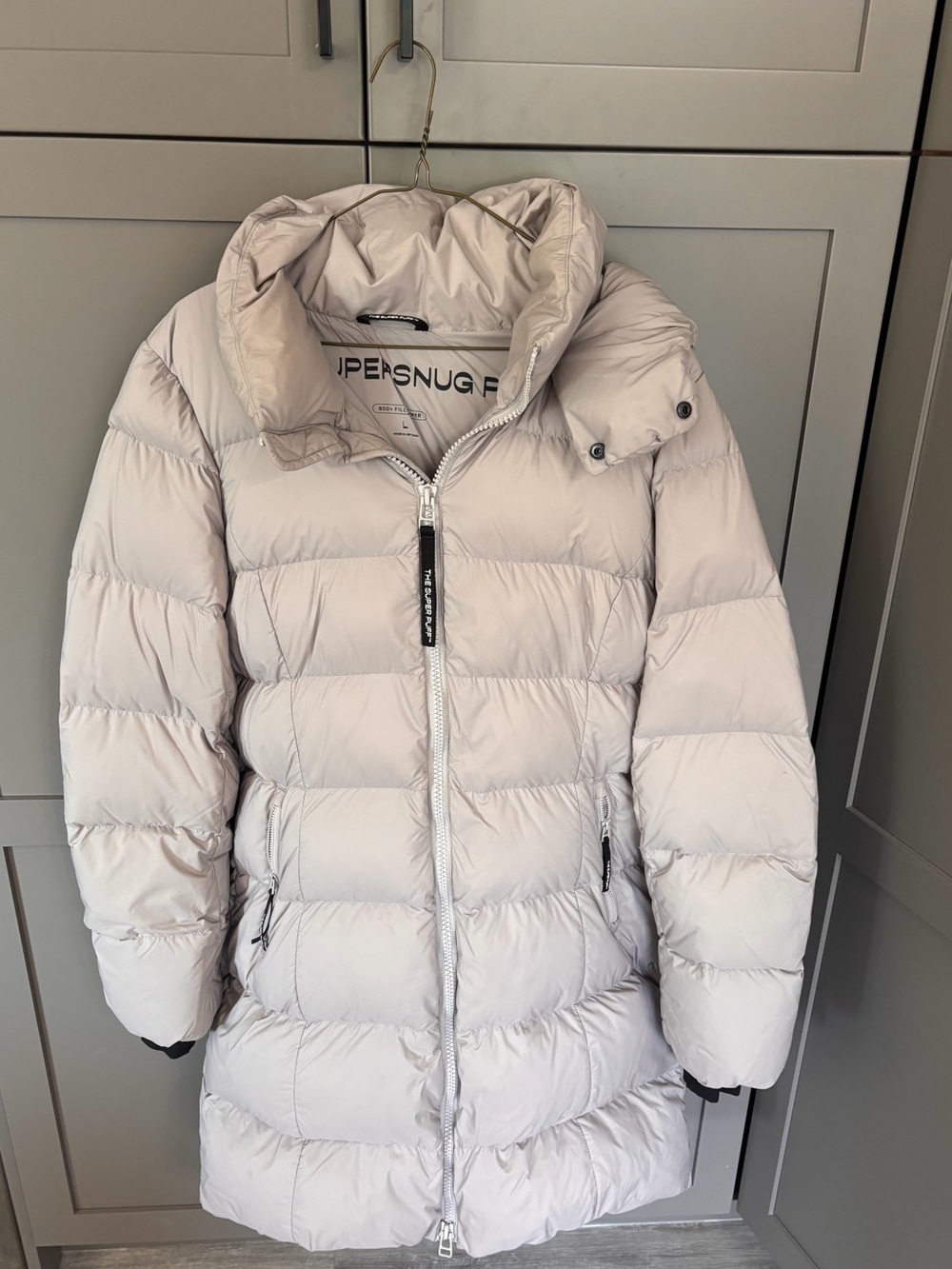 Aritzia SuperSnug Puff Long - Modern Taupe Hooded Women's Jacket